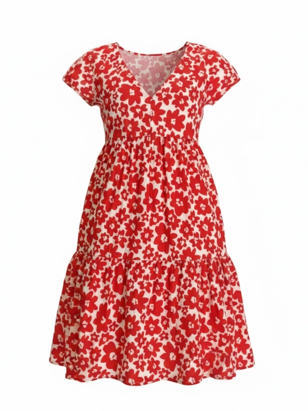 Zara Red and White Floral Maxi Dress